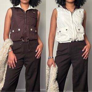 Ralph Lauren Brown and Cream Reversible Vest